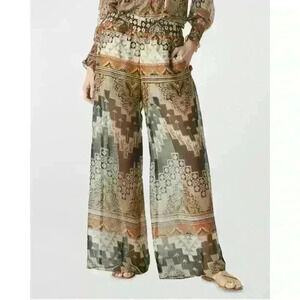 NWT Misa Los Angeles Pia Wide Leg Alhambra Mosiac Print Chiffon Pants. Size S